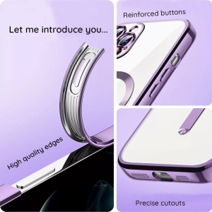Husa Samsung Galaxy S24 Ultra Magsafe Luxury Crystal transparenta cu detalii aurii - Img 3