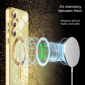 Husa Samsung Galaxy S25 Plus Luxury Glitter MagSafe albastru deschis - Img 3