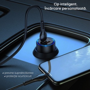 Incarcator auto telefon Hoco NZ3 2xUSB Type-C, QC 3.0,PD 40W, 3A - Img 6