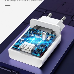 Incarcator telefon priza Usams T22 18W, 3A, 1xUSB-A QC 3.0 alb - Img 3