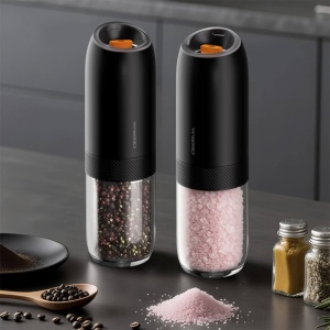 Set râșnițe electrice pentru Sare și Piper Deerma YM01, cană 175ml, mecanism ceramic, negru - Img 6
