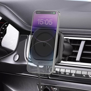 Suport telefon pentru grila de ventilatie auto cu incarcare wireless Magcharge 15 W si cablu retractabil 85cm - Img 8
