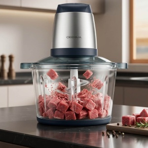 Tocator Electric de Carne Deerma JR01, 350W, Bol 2L, Lame Spirale, Argintiu/Bleumarin - Img 2