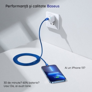 Cablu de date Type-C to Lightning, 20W, 1.2m, negru- Baseus Crystal Shine - Img 7