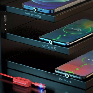 Cablu magnetic 3 in 1 USB to USB type C , Lightning , Micro USB ,20W, 2.4A, 1.2m HOCO - Img 4
