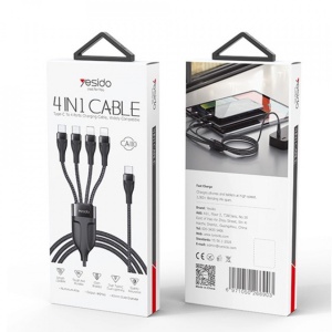 Cablu USB C 4 in 1 la 2 porturi tip C si 2 porturi lightning , 1.2m, 4A , negru - Img 2
