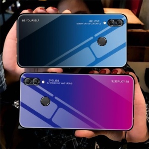 Husa Huawei P Smart 2019-Gradient Glass Durable Cover din sticla securizata 9H-pink-purple - Img 2
