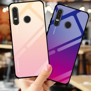 Husa Huawei P30 Lite -Gradient Glass Durable Cover din sticla securizata 9H-Roz - Img 3