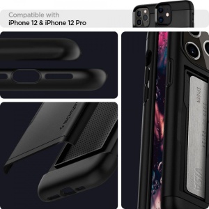 Husa Iphone 12 Pro Max -Spigen Slim Armor CS Neagra - Img 2