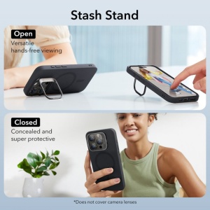 Husa iPhone 15 Pro ESR Cloud Soft HaloLock Kickstand neagra - Img 5