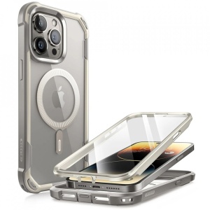Husa iPhone 15 Pro Max i-Blason Ares Magsafe transparenta margini gri - Img 1