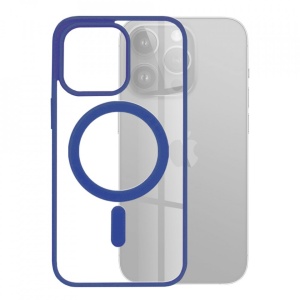 husa iphone 15 pro max compatibila magsafe cu margini albastre