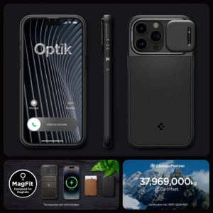 Husa iPhone 15 Pro Max Spigen Optik Armor Magsafe Neagra - Img 7