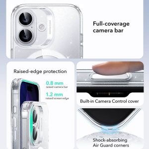 Husa iPhone 17 Classic Hybrid HaloLock cu MagSafe de la ESR transparenta / glitter - Img 7