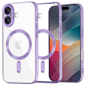Husa iPhone 17 Magsafe Luxury Crystal transparenta / light purple
