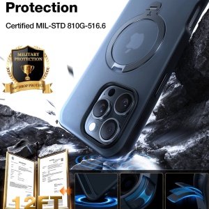 Husa iPhone 17 Pro Max Torras Ostand Spin Series neagra - Img 7