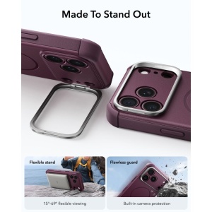 Husă iPhone 18 Pro ESR Cyber Armor Kickstand Frosted Deep Burgundy - Img 4