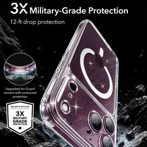 Husă iPhone 18 Pro Max - ESR Classic Hybrid HaloLock - Clear Shimmer - Img 4