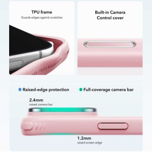 Husă iPhone 18 Pro Max - ESR Classic Hybrid HaloLock Kickstand - Frosted Bubblegum Pink - Img 3