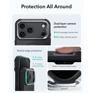 Husă iPhone 18 Pro Max - ESR Cyber Armor Kickstand - Black - Img 5