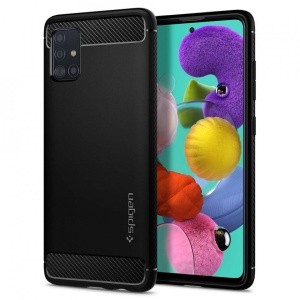 Husa Samsung Galaxy A51- Spigen Rugged Armor -Negru Mat - Img 1