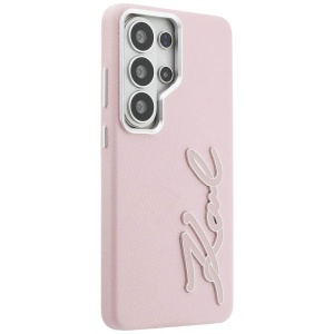 Husa Samsung Galaxy S26 Ultra Karl Lagerfeld Full Wrapped Grained Leather with Signature Resin Logo roz - Img 3