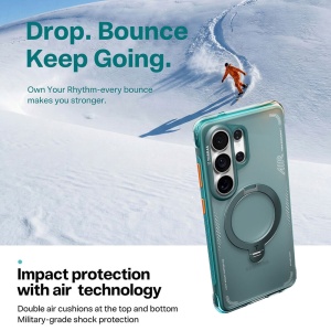 Husă Samsung S26 Ultra Torras Ostand Spin Air Series – Kickstand 360° Glacier Green - Img 3