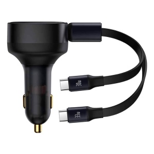 Incarcator auto telefon Baseus Fast Charging, 33W, cu cablu 2x Type-C, 75cm - Img 1