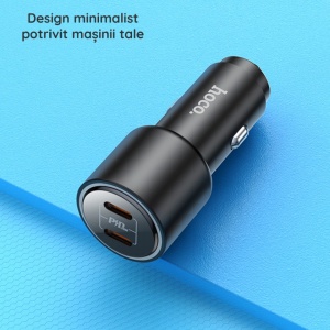 Incarcator auto telefon Hoco NZ3 2xUSB Type-C, QC 3.0,PD 40W, 3A - Img 7