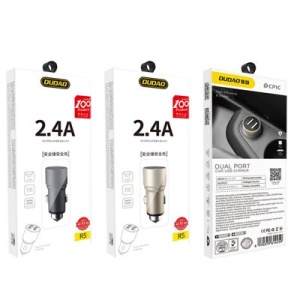 Incarcator Dudao Universal Car Charger 2x USB 2.4A golden - Img 2