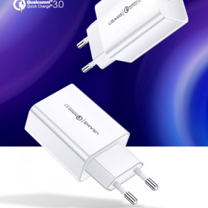 Incarcator telefon priza Usams T22 18W, 3A, 1xUSB-A QC 3.0 alb - Img 4