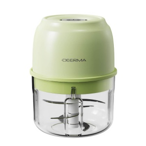 Mini Tocător Electric Portabil Deerma JR02, cu Acumulator 800mAh, 6 Lame, 30W, Verde