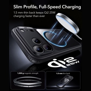 Pachet 360° iPhone 18 Pro ESR Classic Hybrid HaloLock Clear Black + Folie - Img 5