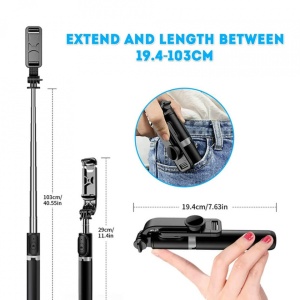 Selfie Stick cu trepied stabil, Bluetooth, rotatie 360, 103cm - Img 3