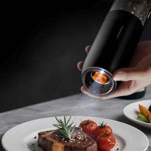 Set râșnițe electrice pentru Sare și Piper Deerma YM01, cană 175ml, mecanism ceramic, negru - Img 3