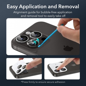 Sticla securizata pentru camera telefonului iPhone 15 Pro / iPhone 15 Pro Max ESR Armorite Camera Lens Protectors negre - Img 3