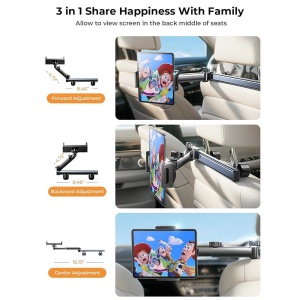 Suport Tabletă / Telefon Tetieră Lisen, Rotație 360°, Max 12.9" - Img 3