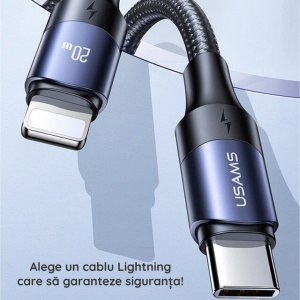 Cablu de date Usams U71 Type C la Lightning 20W, PD , Incarcare rapida ,2m - Img 5