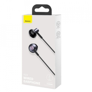 Casti audio in ear cu fir ,microfon Baseus Encok H19 -1.2 m culoare neagra - Img 2