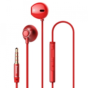 Casti cu fir, in ear, conector jack si microfon Baseus Encok H6- culoare rosie - Img 1