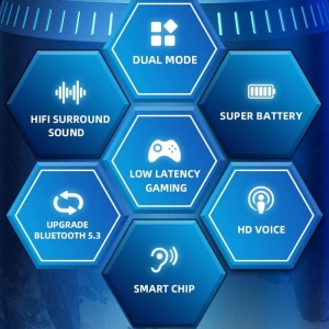 Casti wireless Lenovo Bluetooth 5.3, for Gaming Dual Mode, Low Latency, HD Calls, Ergonomic Design - Img 3