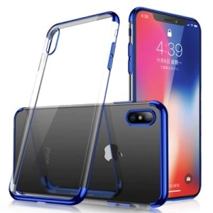 Husa  Samsung Galaxy A40 -cu gel transparent Ultrathin-margine albastra - Img 1