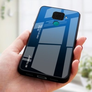 Husa Huawei Mate 30 Lite-Gradient Glass Durable Cover din sticla securizata 9H-Negru cu Albastru - Img 2