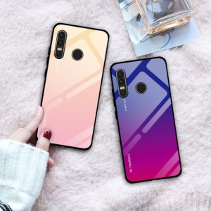 Husa Huawei P30 Lite -Gradient Glass Durable Cover din sticla securizata 9H-Roz - Img 4