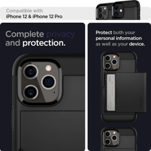 Husa Iphone 12 Pro Max -Spigen Slim Armor CS Neagra - Img 3