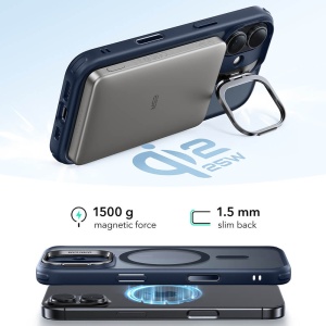 Husa iPhone 17 Classic Hybrid HaloLock Kickstand Frosted Blue - Img 7