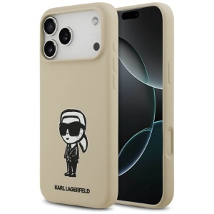Husa iPhone 17 Pro Max Karl Lagerfeld Silicone Sketch & Logo Brown Karl