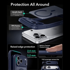 Husă iPhone 18 Pro ESR Classic Hybrid HaloLock Frosted Blue - Img 4