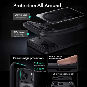 Husă iPhone 18 Pro Max - ESR Classic Hybrid HaloLock - Clear Black - Img 5