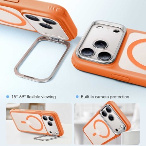 Husă iPhone 18 Pro Max - ESR Classic Hybrid HaloLock Kickstand - Frosted Orange - Img 2